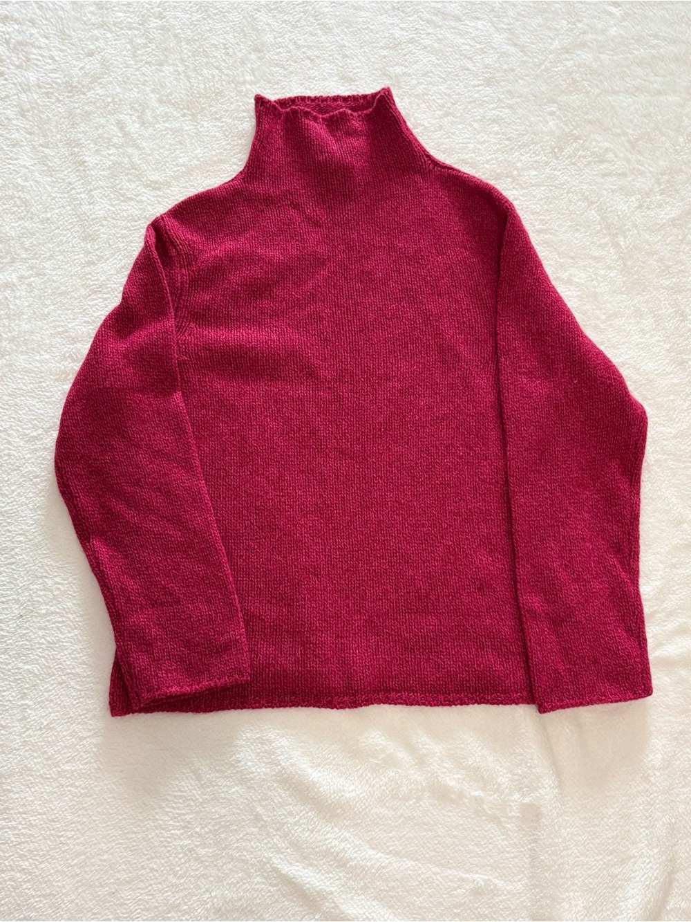 PURÉ CASHMERE Women's Mock Neck Sweater - Raspberry